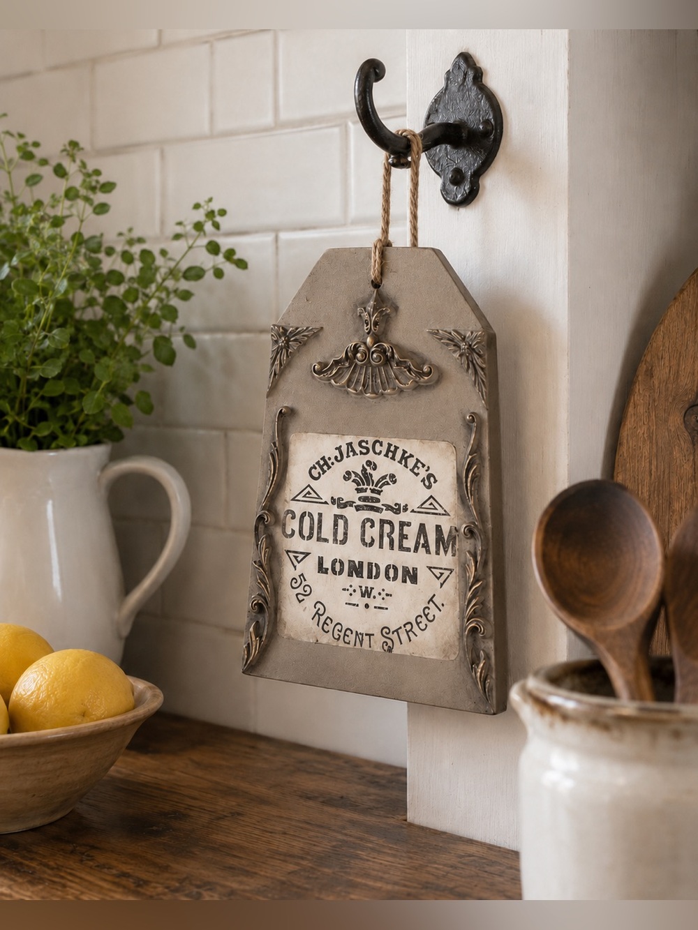 Hand Painted French Label Advertising Large Decor Tag.